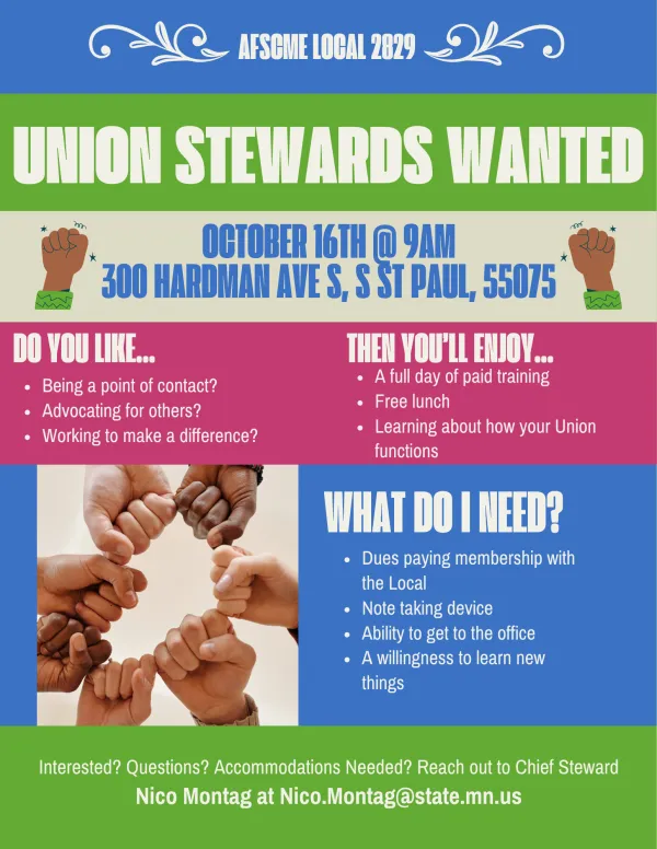 UNION STEWARDS WANTED